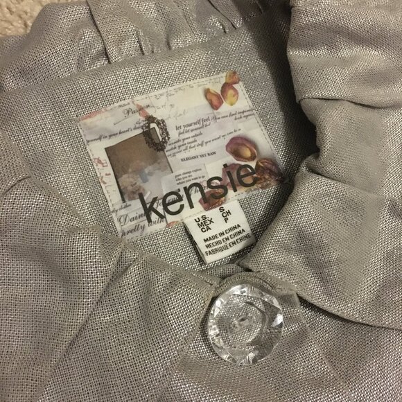 Kensie Silvery Linen Bolero With Diamond Buttons - Picture 10 of 16